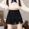 2025 Autumn/Winter Women's Retro Suede High-Waisted Tassel A-Line Mini Skirt