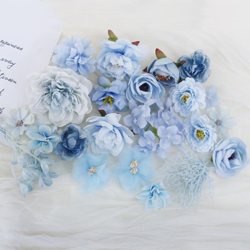 Rose Mixed Artificial Flowers Heads Silk Fake Flowers for Home Room Decor Wedding Decoration DIY Craft Garland Gifts Accessories