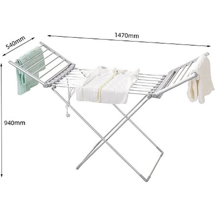 Etendoir Chauffant Chauffant Pliable, Seche Linge Electrique 230 W avec Ailes, Sèche-Serviettes Intérieur Extérieur, Séchoirs A588