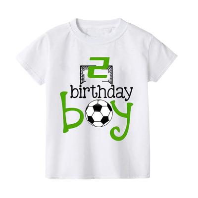 Casual Child Tee Shirt Football&birthday Print Kids T-shirt Fashion Short Sleeve Round Neck Tees Top Summer Soccer Clothes