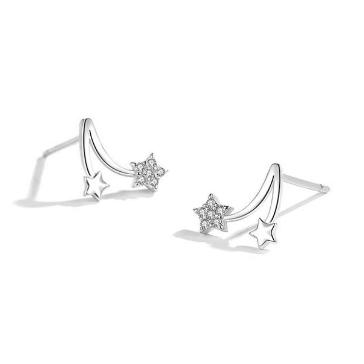 925 Sterling Silver Small Star Stud Earrings for Women - Delicate, Cute Ear Accessories