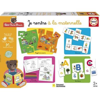 Kit éducatif - EDUCA - Préparation à la maternelle avec Petit Ours Brun - 4 jeux pour apprendre en s'amusant