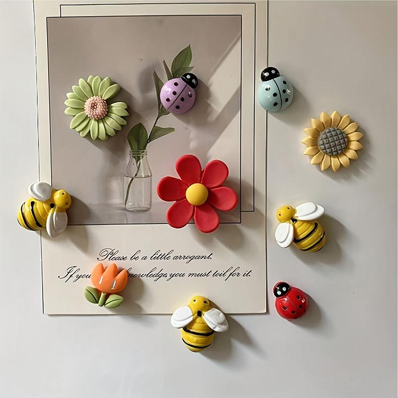 10 PCS/Set Kitchen Magnet Set for Home Decor Refrigerators Floral Bee Fridge Magnets Set Nature-Inspired Fridge Magnet Collection