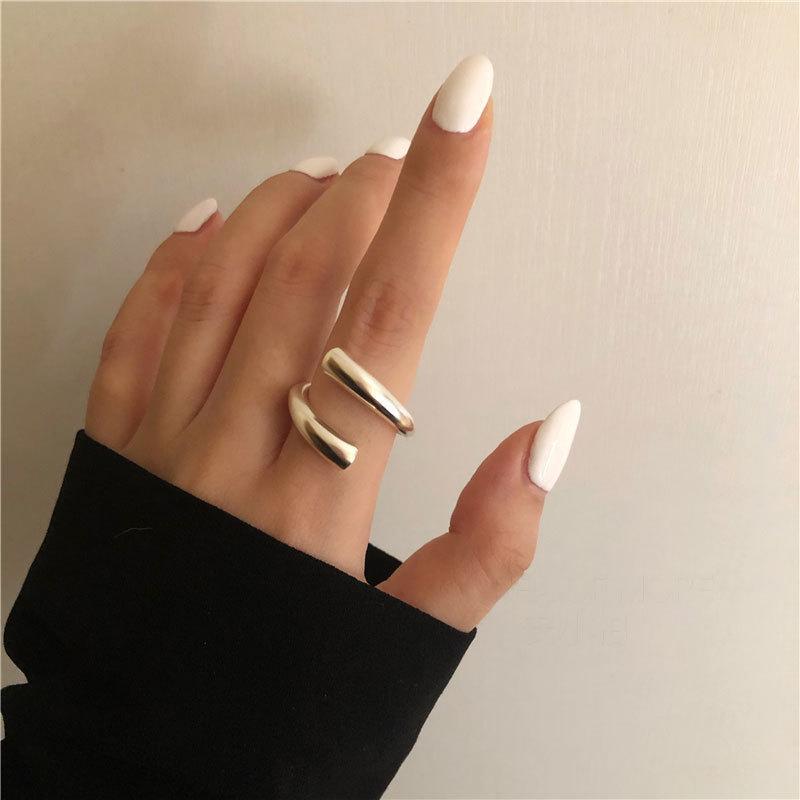 Retro Exaggerated Geometric Ring Female Ins Wind Niche Personality Hip-hop Punk Wind Open Index Finger Ring Finger Rings Geometric Party Jewelry