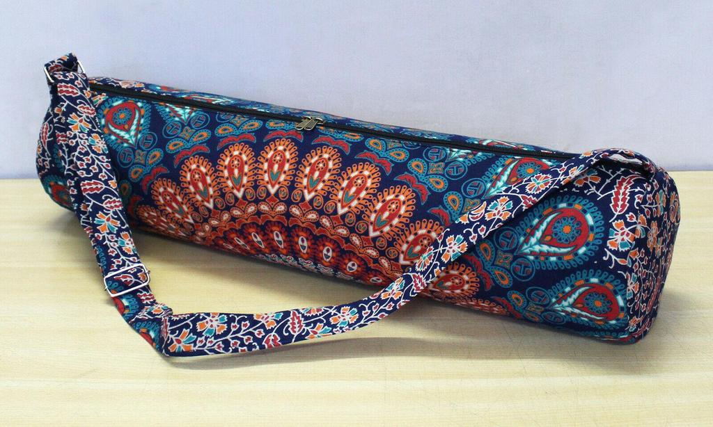 Multi Color Mandala Yoga Mat Bag Adjustable Strap, Indian Yoga Mat Bag, Handmade Sport Gym Bag, Carrier Bag, Pilates Bag, Fitness Bag
