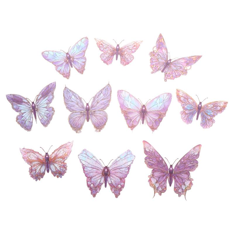 10Pcs 3D Hollow Colorful Butterfly Wall Stickers Pet Waterproof Decorative Stickers For Scrapbooking Diy Home Wall Journal