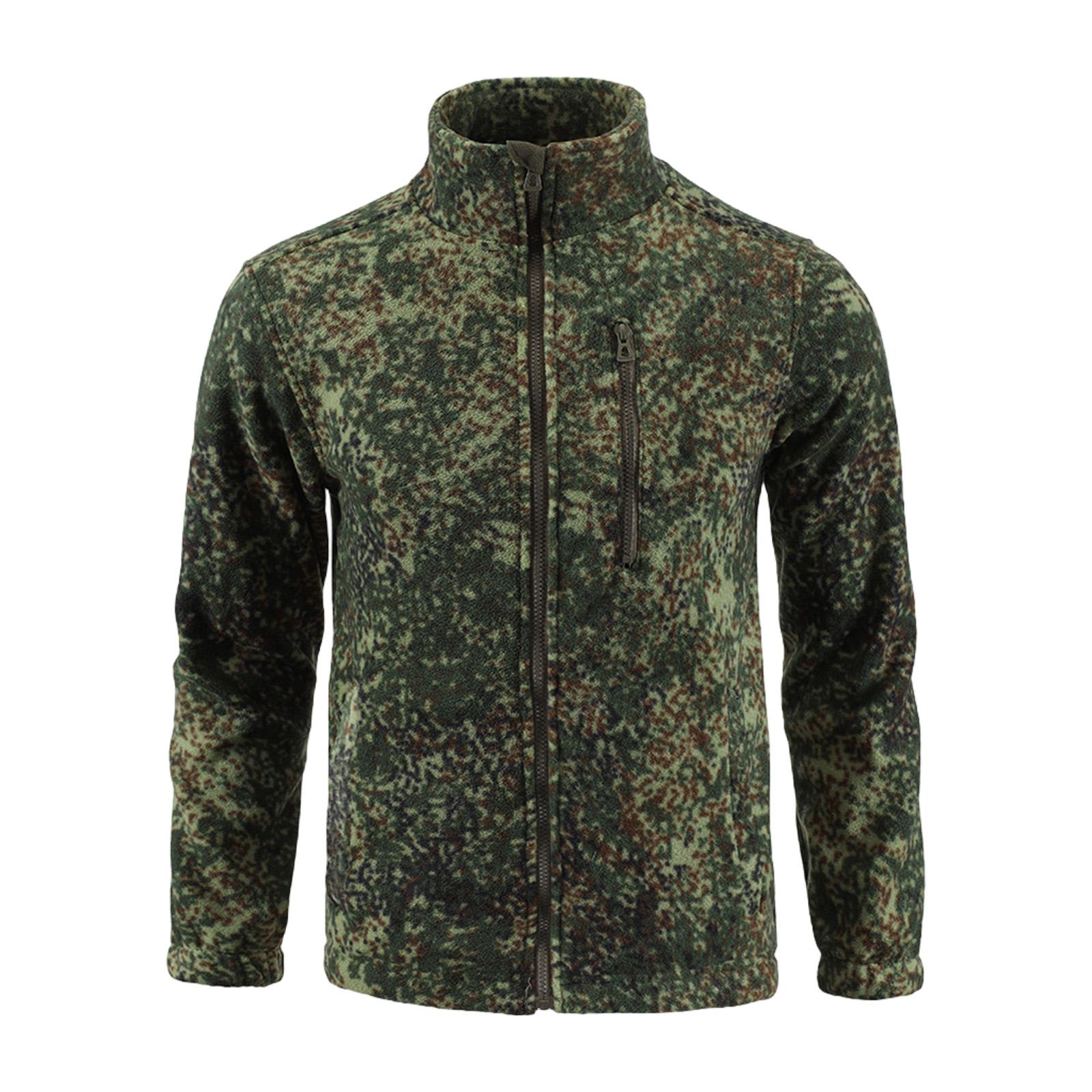 

Men s Solid Color Camouflage Outdoor Workwear Casual Loose Zipper Pocket Warm Long Sleeve Fleece Stand Collar Jacket XXXL