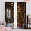 2pcs 2D Flat Printing Merry Christmas Curtains Christmas On3 Versatile Polyester Without Electricity Party Decorations Use for