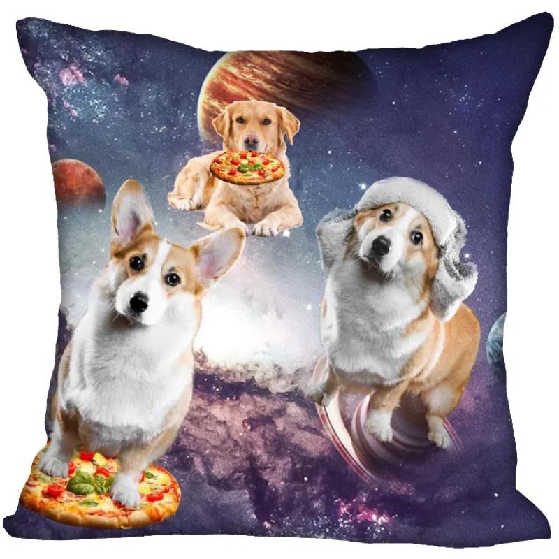 Invisible Zipper Throw Pillowcase Funny Dog Animal Home Decor Satin