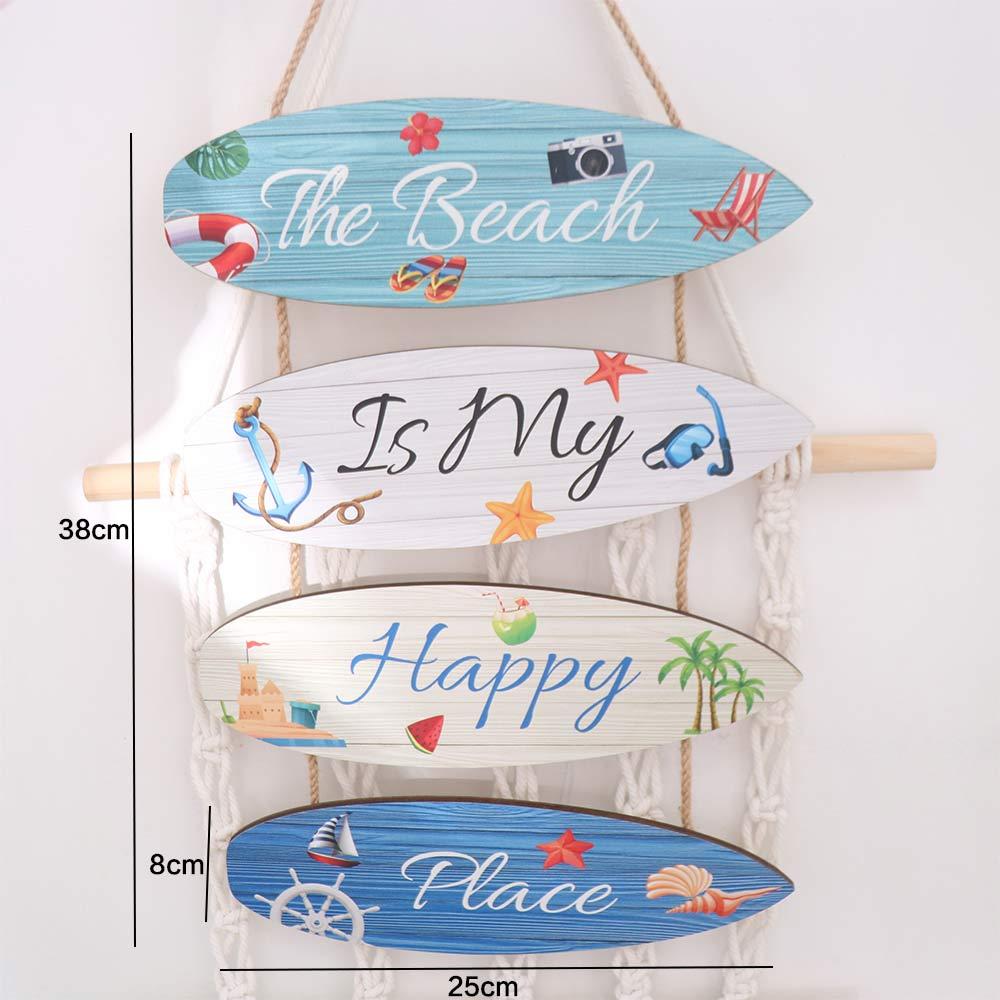 Wall Art Summer Ocean Wall Decoration Hanging Wooden Beach Sign  For Home Living Room Bedroom