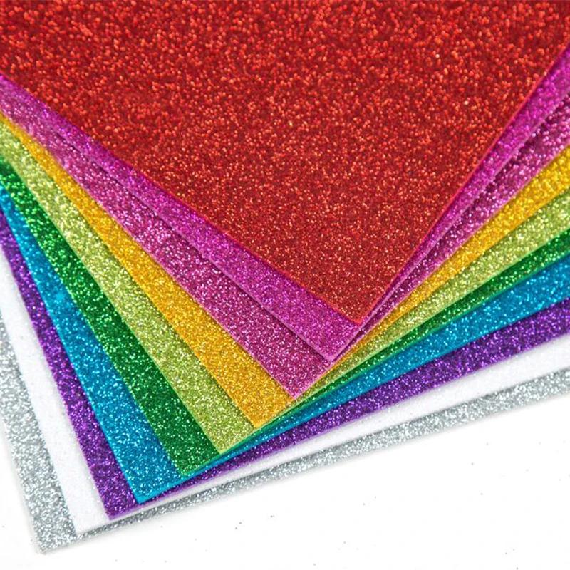 10pcs A4 Glitter Foam Paper Sheets Sparkling EVA Sponge Paper Multicolor for Handmade DIY Card Crafts School Project Decorative