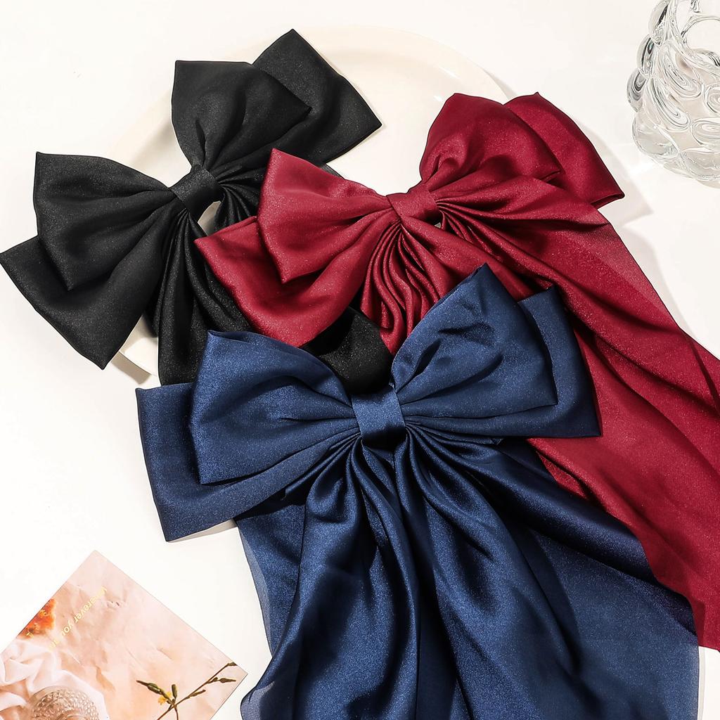 Elegant Bow Barrettes Women Temperament Ponytail Hairpin Hair Clip Girls Black Red Big Ribbon Hair Clip Fashion Hair Accessories