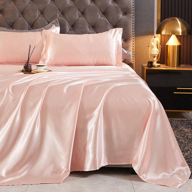 Flat Sheets Ice Silk Solid Skin-friendly Rayon Satin Modern Bedsheets Protective Universal Breathable Household Dormitory Bed