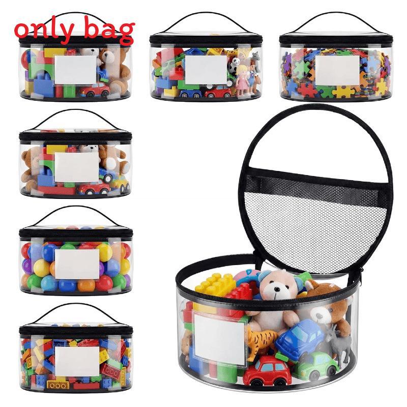 Toy Storage Bag With Transparent Pvc Organizer For Kids Playroom And School Supplies
