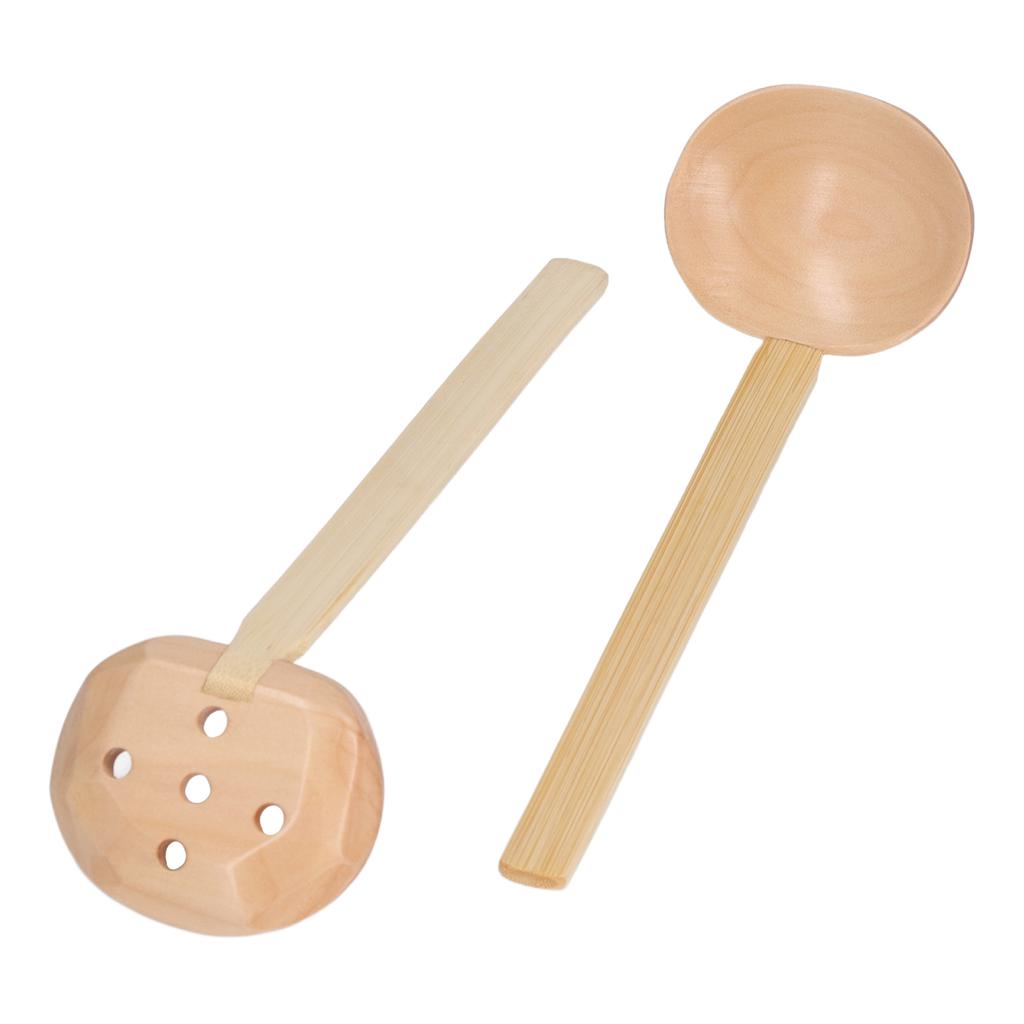 2pcs Wooden Spoon Reliable Durable Glossy Lightweight Ergonomic Comfortable Kitchen Supplies for Home