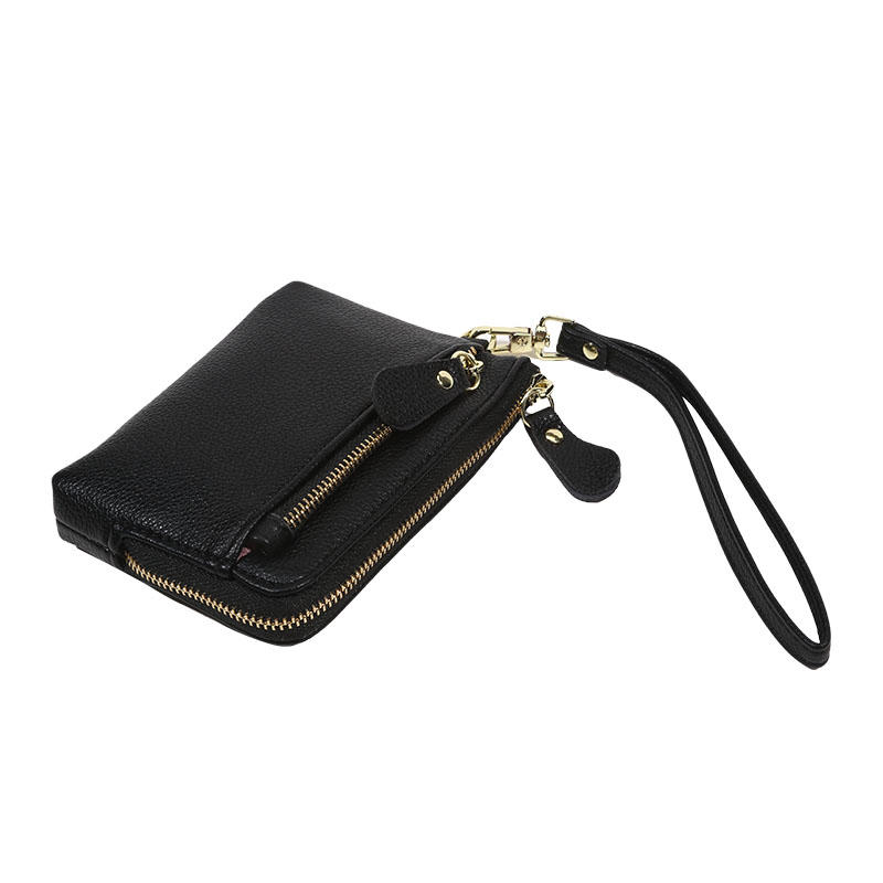 Vintage PU Leather Short Wallet With Zipper Coin Pocket Multiple Card Slots And Wrist Band Casual Portable Card Clip