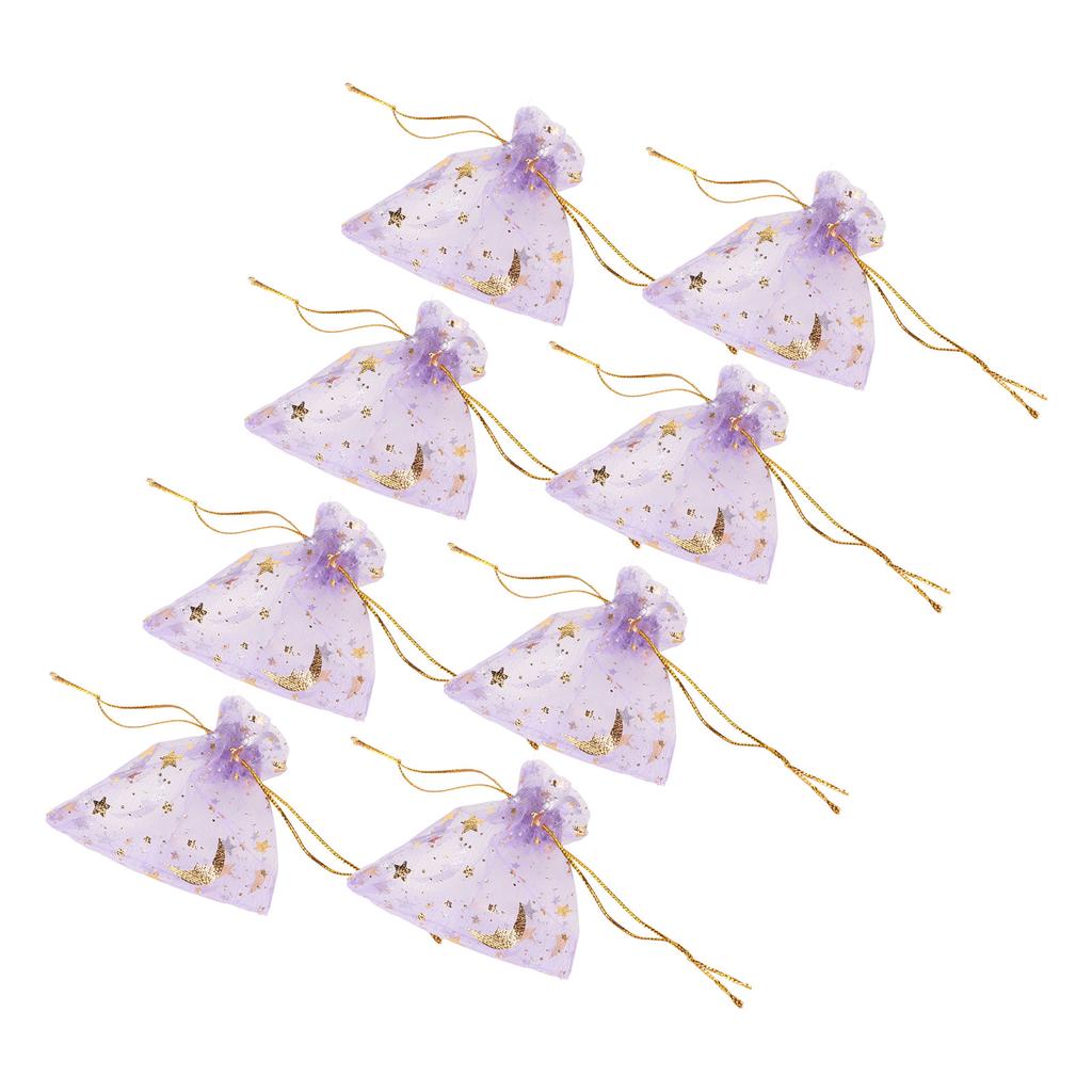 100 ks Organzové sáčky Měsíc Hvězda Krásné Vynikající Fialové Organzové Sáčky Organzové Sáčky se Stahovací Šňůrkou na Mýdlo