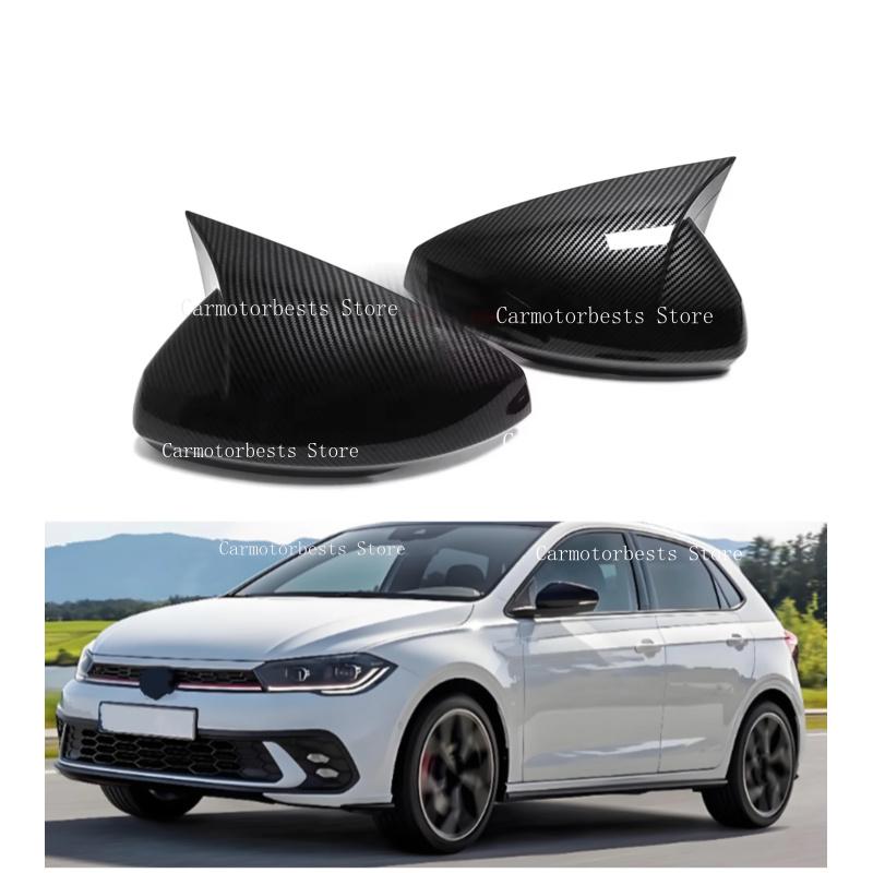 Rearview Side Mirror Cover Fit For Volkswagen VW POLO 2018 2019 2020 2021 2022 2023Sticker Wing Cap Trims Exterior Accessories