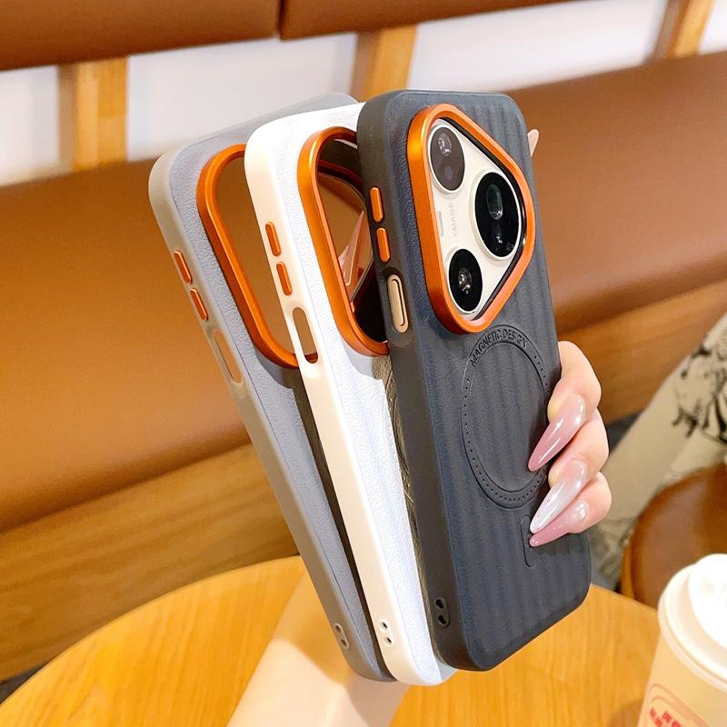 Case For Huawei Pura 90 Pro Max/Pura 90 Pro/Pura 90 Magnetic Ripple Matte PU Leather Texture Phone Back Cover Shockproof Bumper