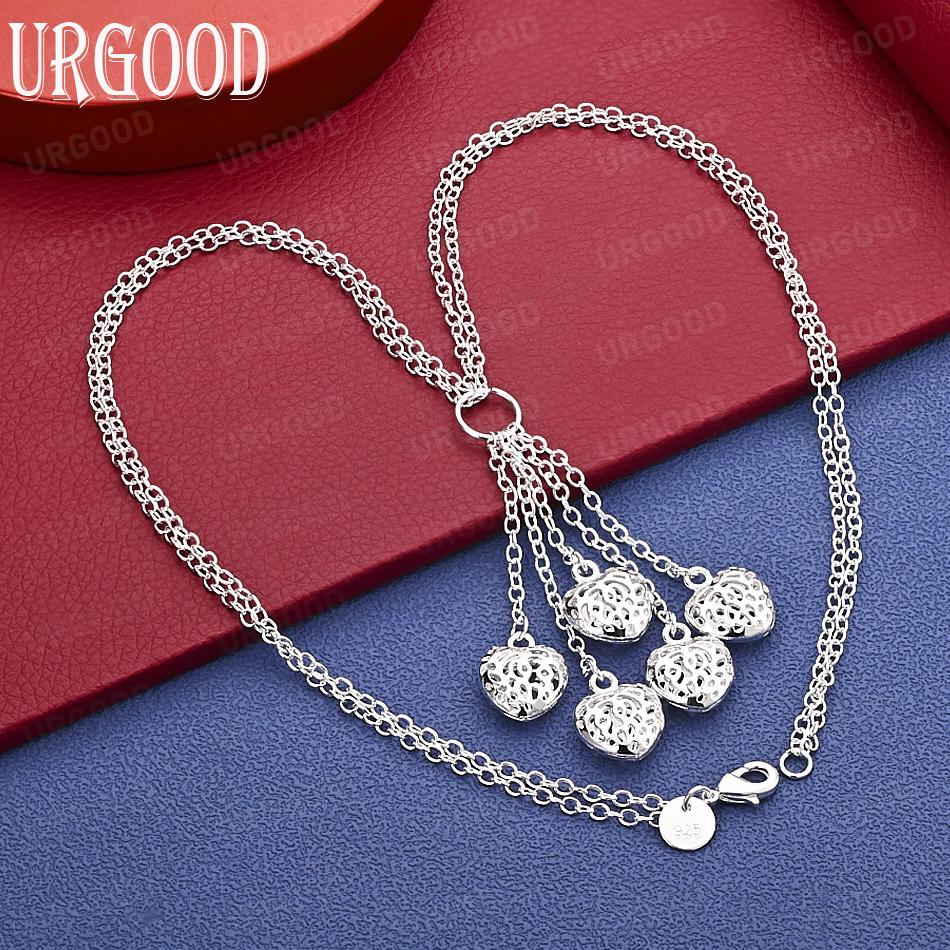 925 Sterling Silver Fashionable Openwork Heart Necklace - Banquet Gift Jewelry