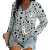 Women's Elegant V-Neck Marble Print Long Sleeve T-Shirt Soft Polyester Great for Autumn and Winter Casual Wear Floral Print Tops