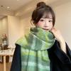 New hippocampus hair scarf winter women's Korean atmosphere sense advanced sense plaid warm thickened scarf men