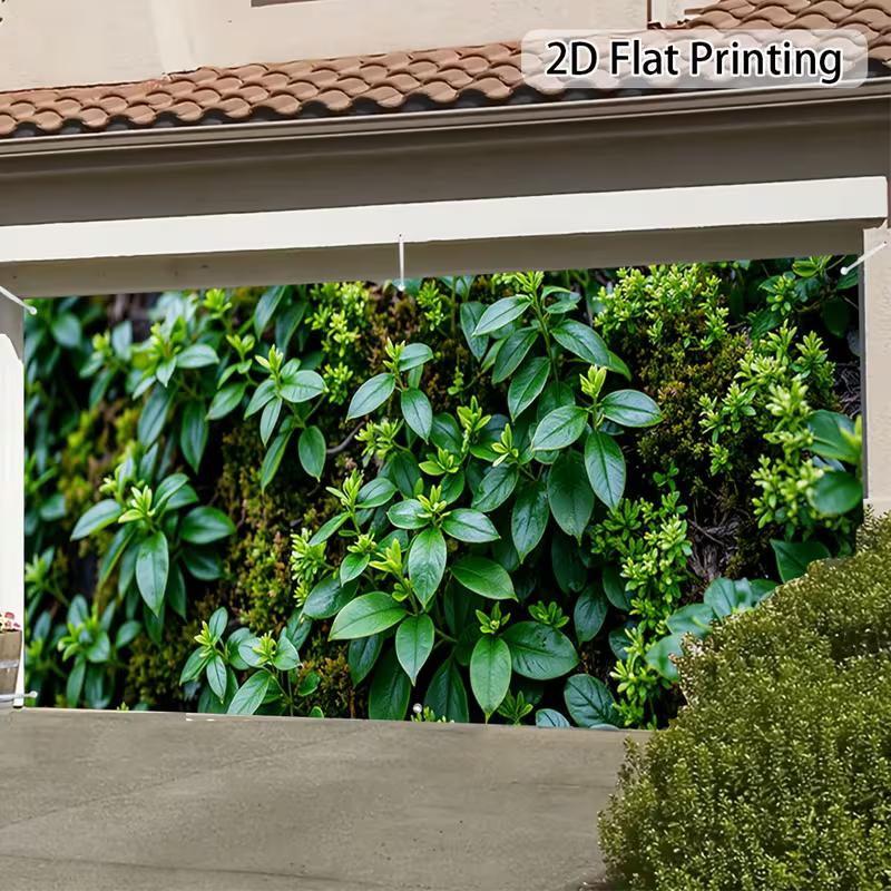 2D Natural Moss & Green Bush Wall View Garage Door Backdrop Garden Banner