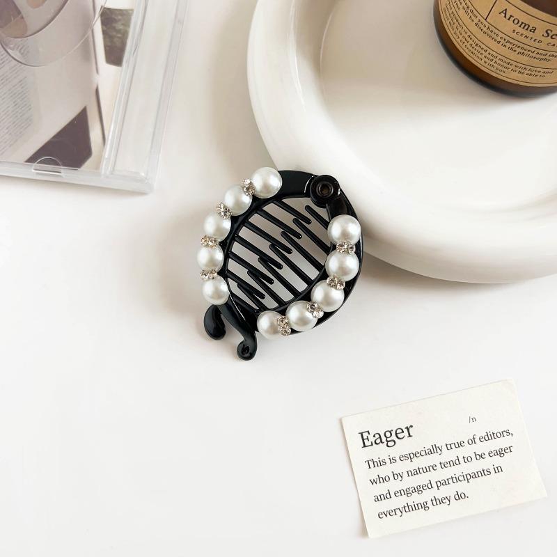 Wind Pearl Diamond-encrusted Hair ClipBlack Ponytail ClipBanana Clip Hair Comb Women's Hair Accessory