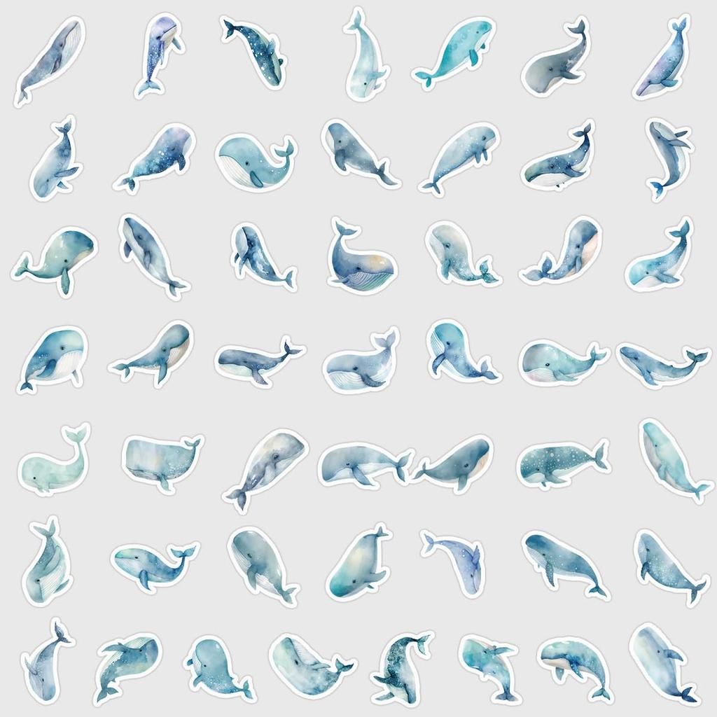 50PCS Cute Shark Cartoon Stickers for Phone, Computer, Laptop & Book - Waterproof Decorative Stationery Stickers