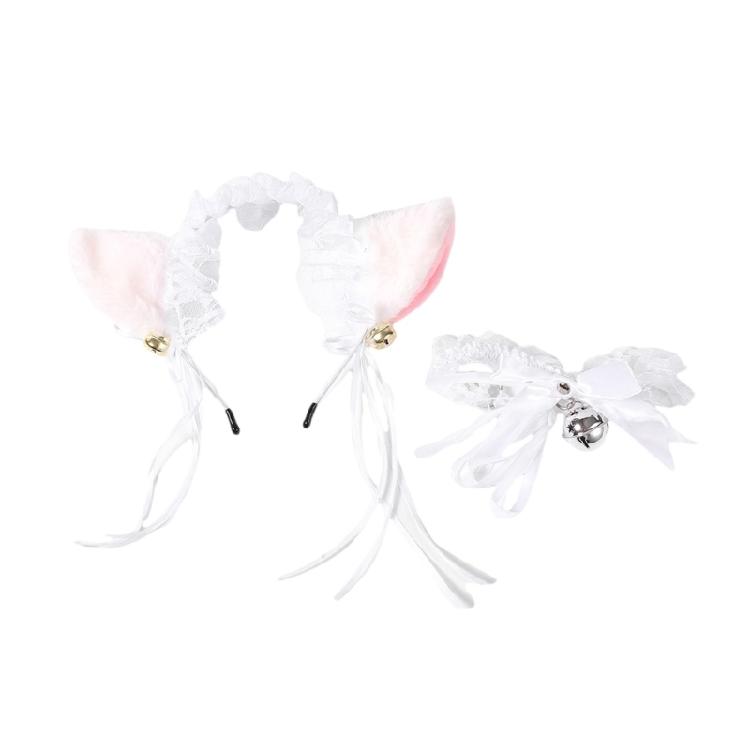 

Набір: Обруч з хутряними вушками та Чокер з дзвіночками для жінок, Косплей, Тематична вечірка, Аксесуари для костюма на Хелловін 1