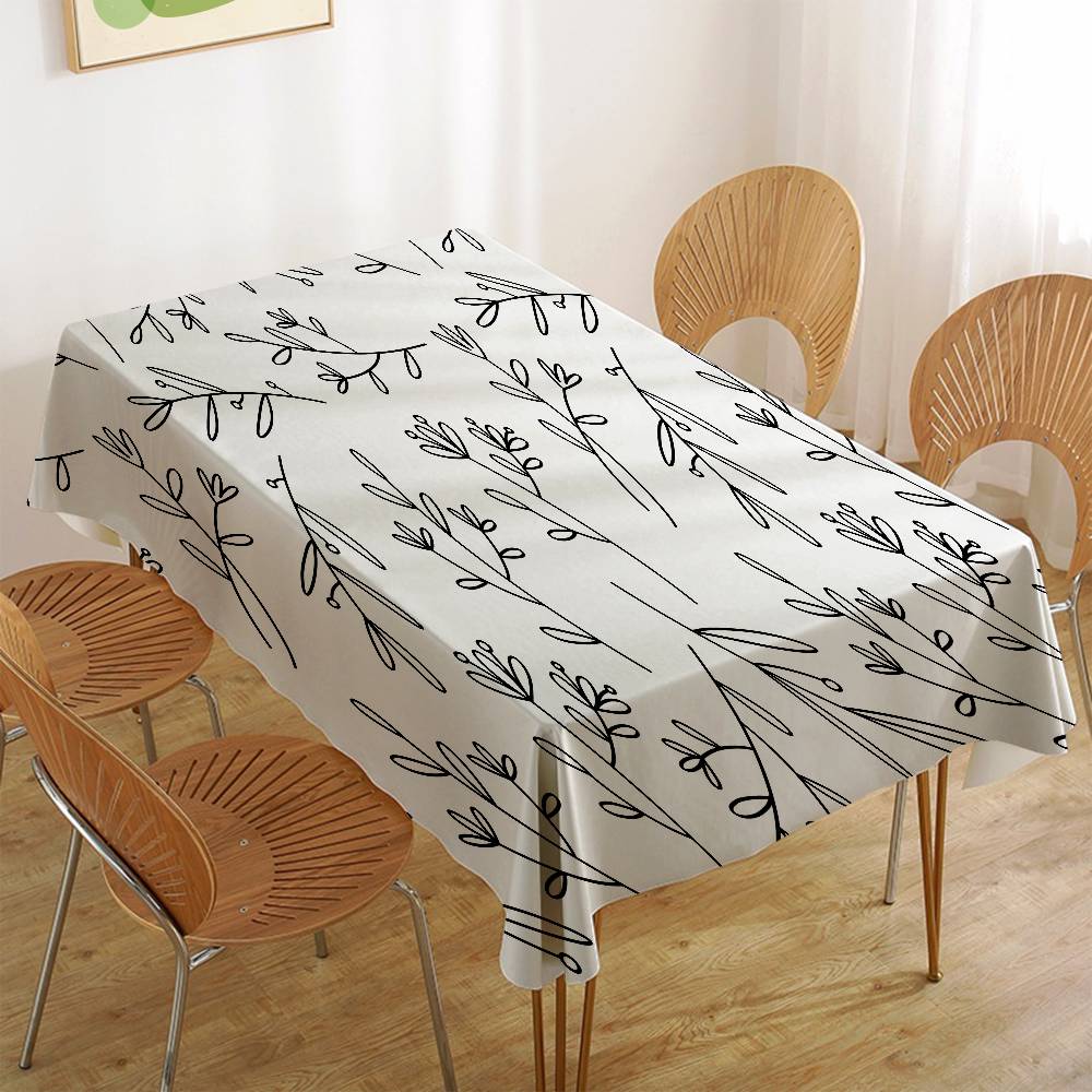 Plant Leaf (Green) Home Tablecloth - Waterproof, Anti-Stain, Rectangular For Dining Decor & Accessories