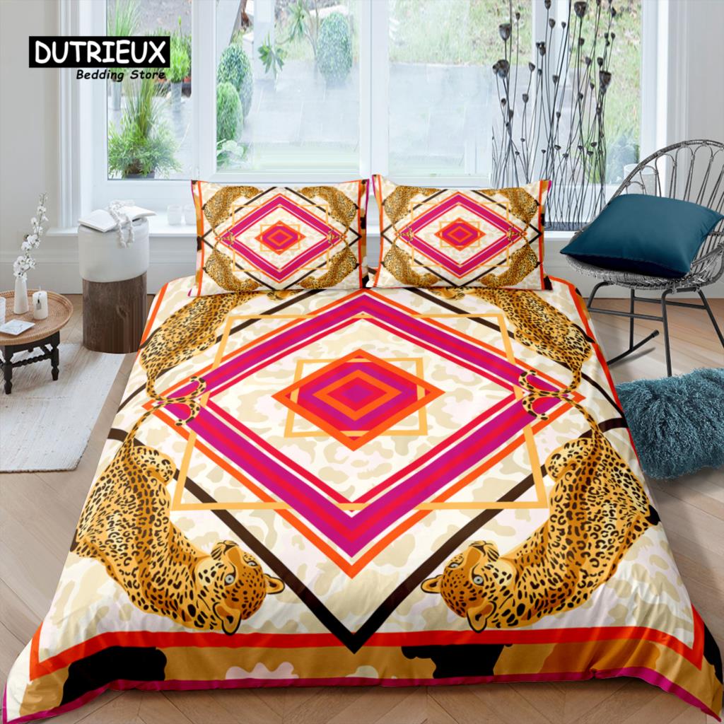 Home Living Luxury 3D Gold Leopard Bedding Set Bohemia Duvet Cover Pillowcase Queen And King Eu/Us/Au/Uk Size Comforter Bedding