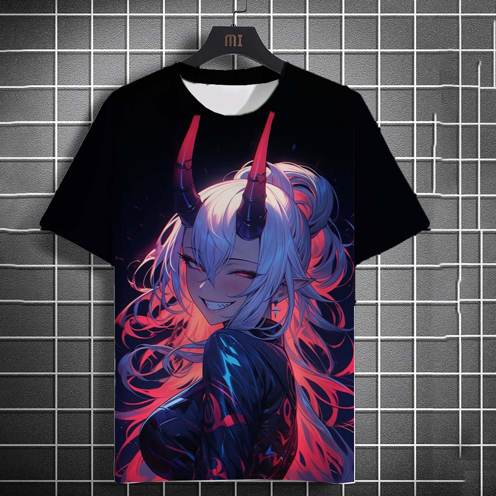 Men's T-shirt Fashion Cartoon Tattoo Girl Graphic T Shirts Summer Casual Harajuku Streetwear 3D Printed Hip Hop Unisex Top Tees