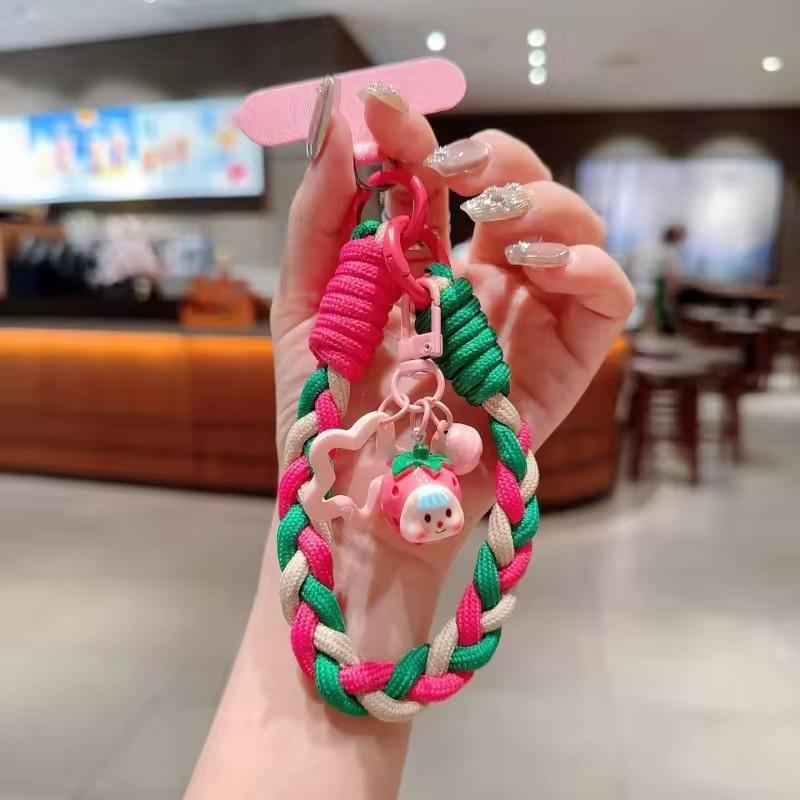 1Pc Creative Cartoon Mobile Phone Universal Lanyard Three Color Wrist Strap Hand-Woven Hand Rope Mobile Hanging Accessories