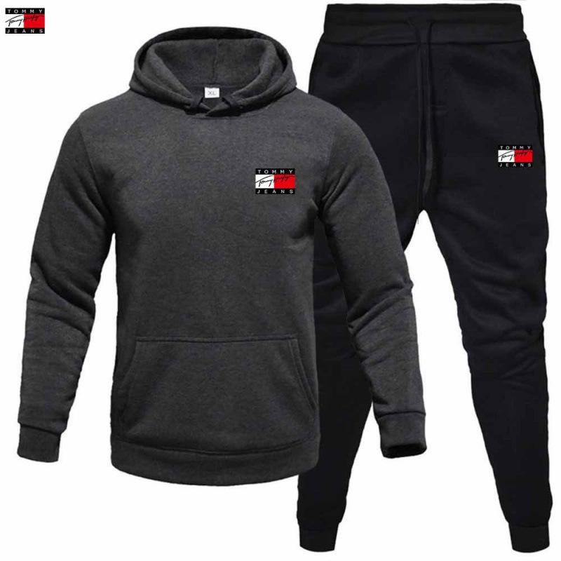 Men's Fleece Hooded Pullover & Sweatshirt Set - Autumn/Winter Casual Sportswear