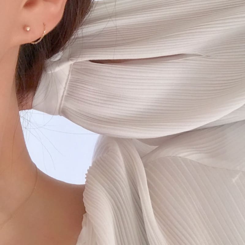 Taupe 14k Gold Basic Cubic Ring - One-touch Cubic Ring Earrings