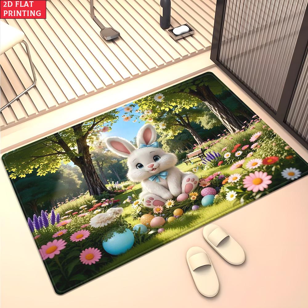 Cute Rabbit Easter Eggs Large Room Carpet Non Slip Cartoon Kids Bedroom Living Room Floor Mat Home Decor Children's Play Carpet