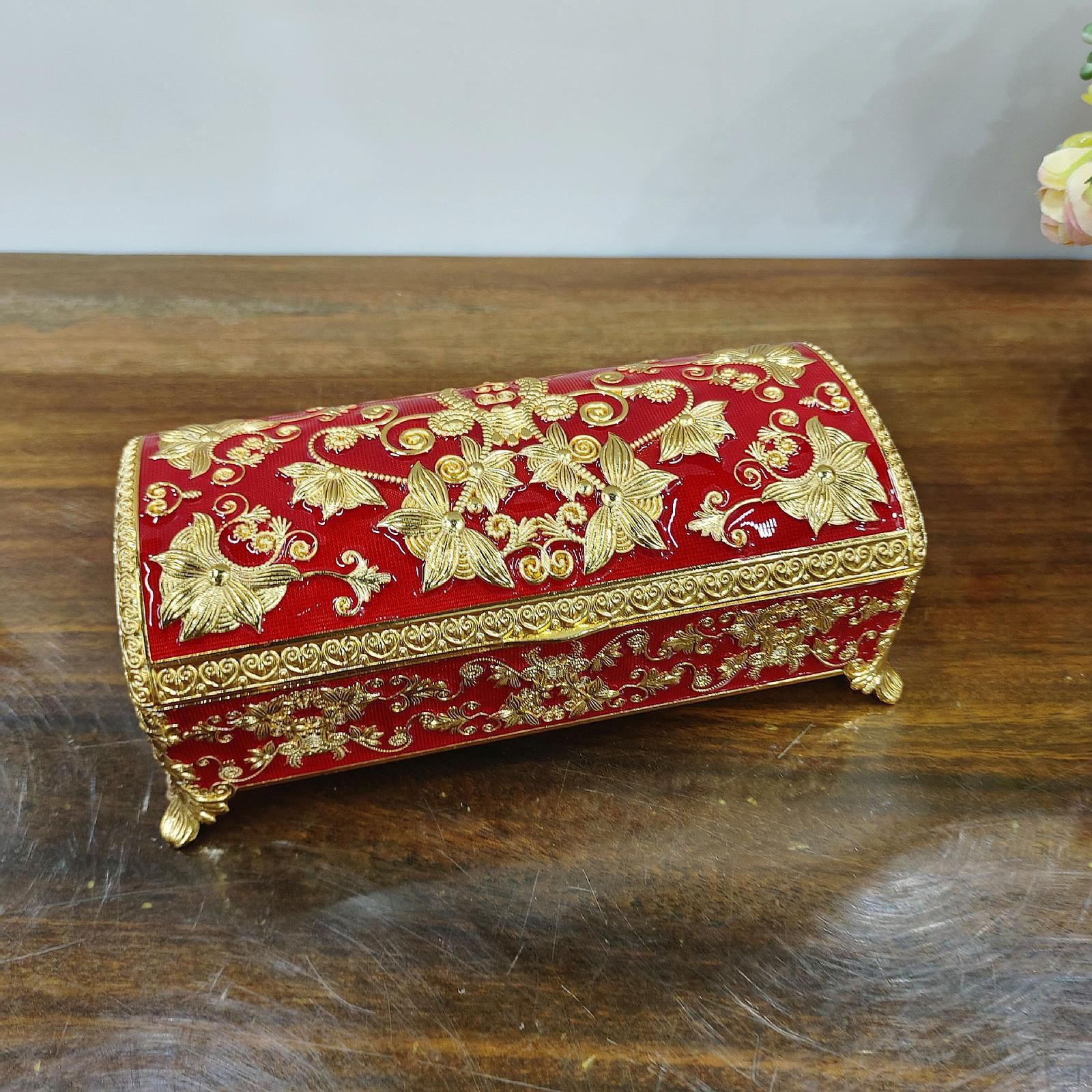 

Шкатулка для украшений, футляр для хранения, безделушка для сережек-гвоздиков, подвесок, шармов Gold Red