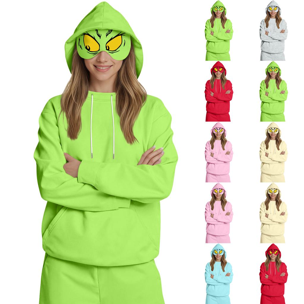 Damemote Lett langermet genser for kvinner med lommer Preppy grafisk hettegenser