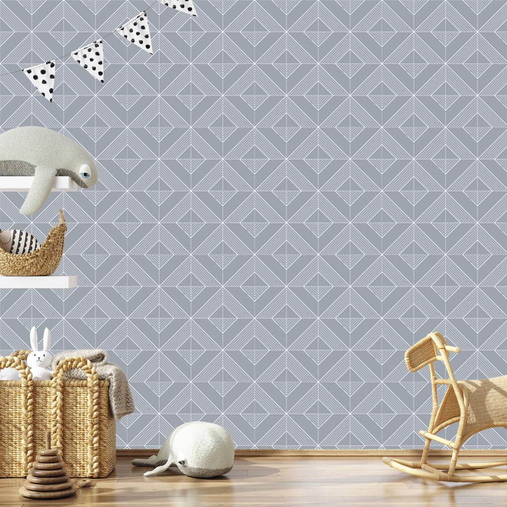 Geometric rhombus wallpaper light gray and gray 50x1000