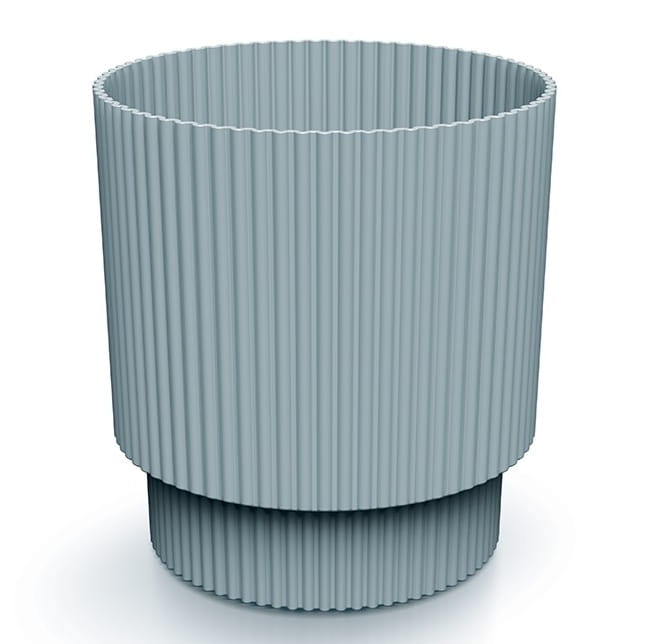 Light Gray Striped Plastic Flowerpot 157x146 Cm Decorative Milly Round