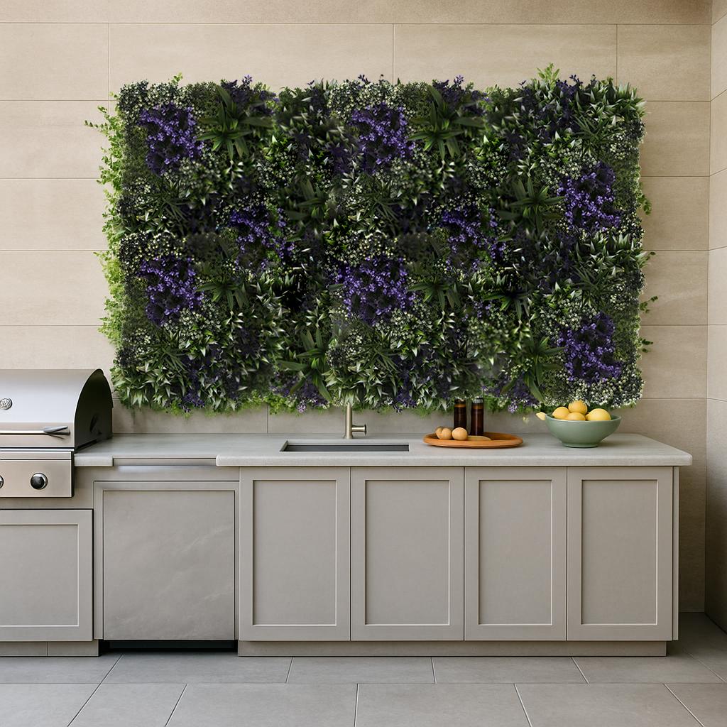 Green Wall - Plant Panel - Violet Flowers - Uv 50 X 50