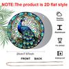 2D Flat, Vintage Stained Glass Style Peacock Round Aluminum Wall Decoration, Available in Various Sizes. Vintage Dessert Style Wall Decoration