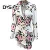 2 Pcs/Set Coat Skirt Set Flower Check Print Color Matching Long Sleeve High Waist OL Style Formal Commute Suit Lady Jacket Skirt Set