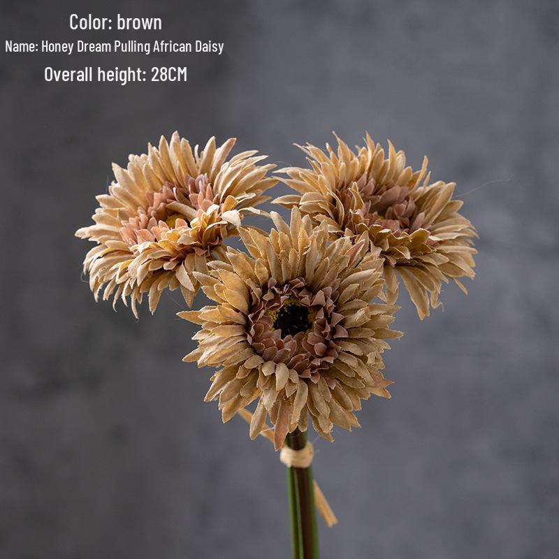 

Artificial Golden Silk African Daisy for Home & Wedding Decor коричневий