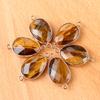 1Pc, Natural Crystal Agate Faceted Irregular Link Connector 23*18mm Zinc Alloy Wrapped Double Ring Stone Charm For Handmade Jewelry Craft Supplies