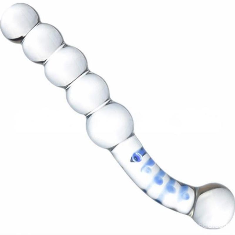 New SM Transparent Glass Bead Anal Plug, Male Prostate Massager, Clitoral Stimulation Vibrator for Women,18+Adult Sex Toys