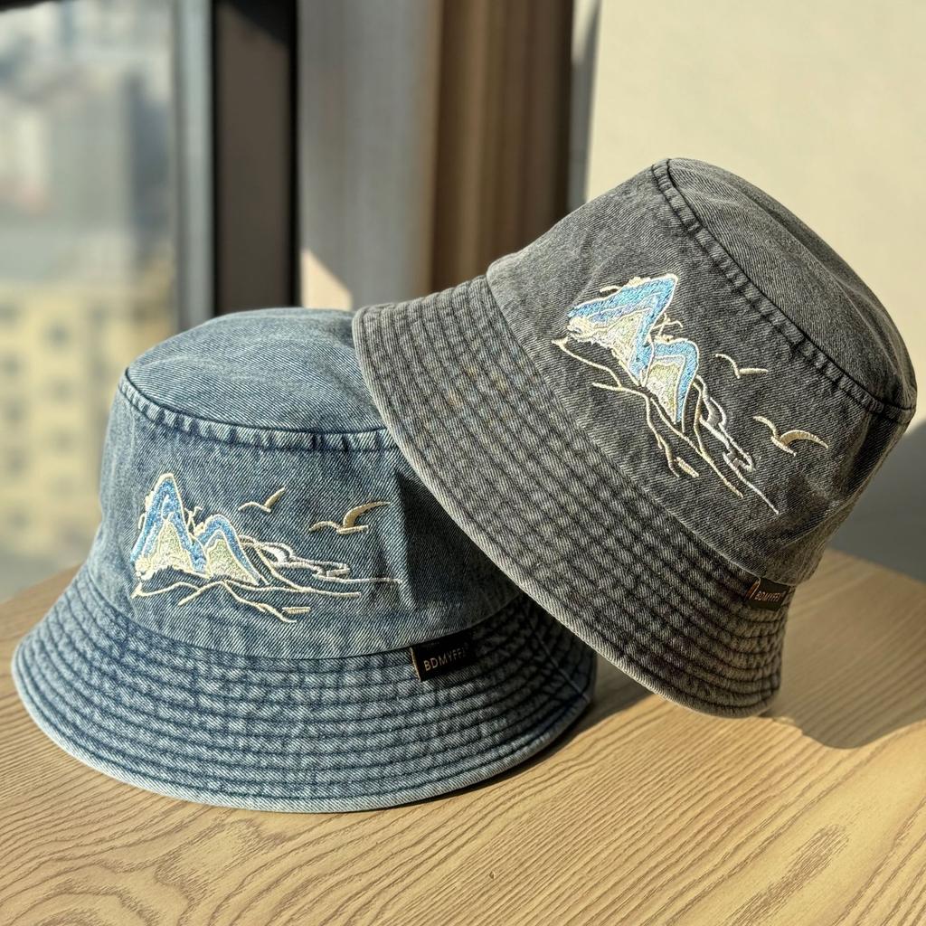 New Spring/Summer Washed Letter Embroidery Pink Fisherman Hat for Women, Sun Protection Hat, Vintage Outdoor Hiking Bucket Hat