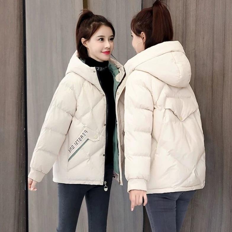 Winter Women Parka Stand Collar Hooded Jacket Loose Warm Thicken Outerwear Down Cotton Casual Jacket Female Basic Coat