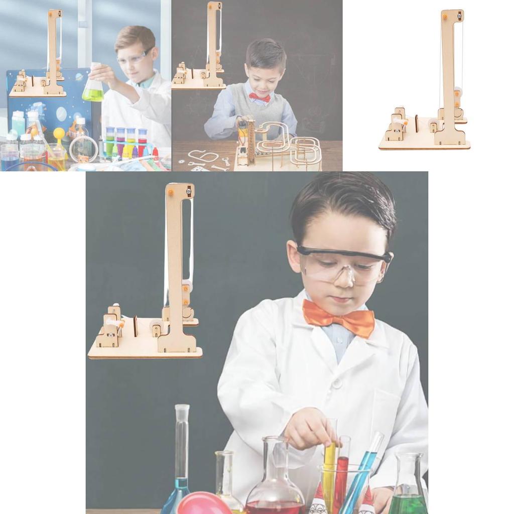 Creative Wooden Diy Hand-cranked Crane Kit For Elementary Students Stem Education